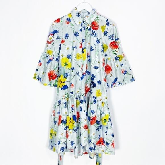 Pearl by Lela Rose Floral Poplin Flounce Hem Dress - Picture 4 of 12